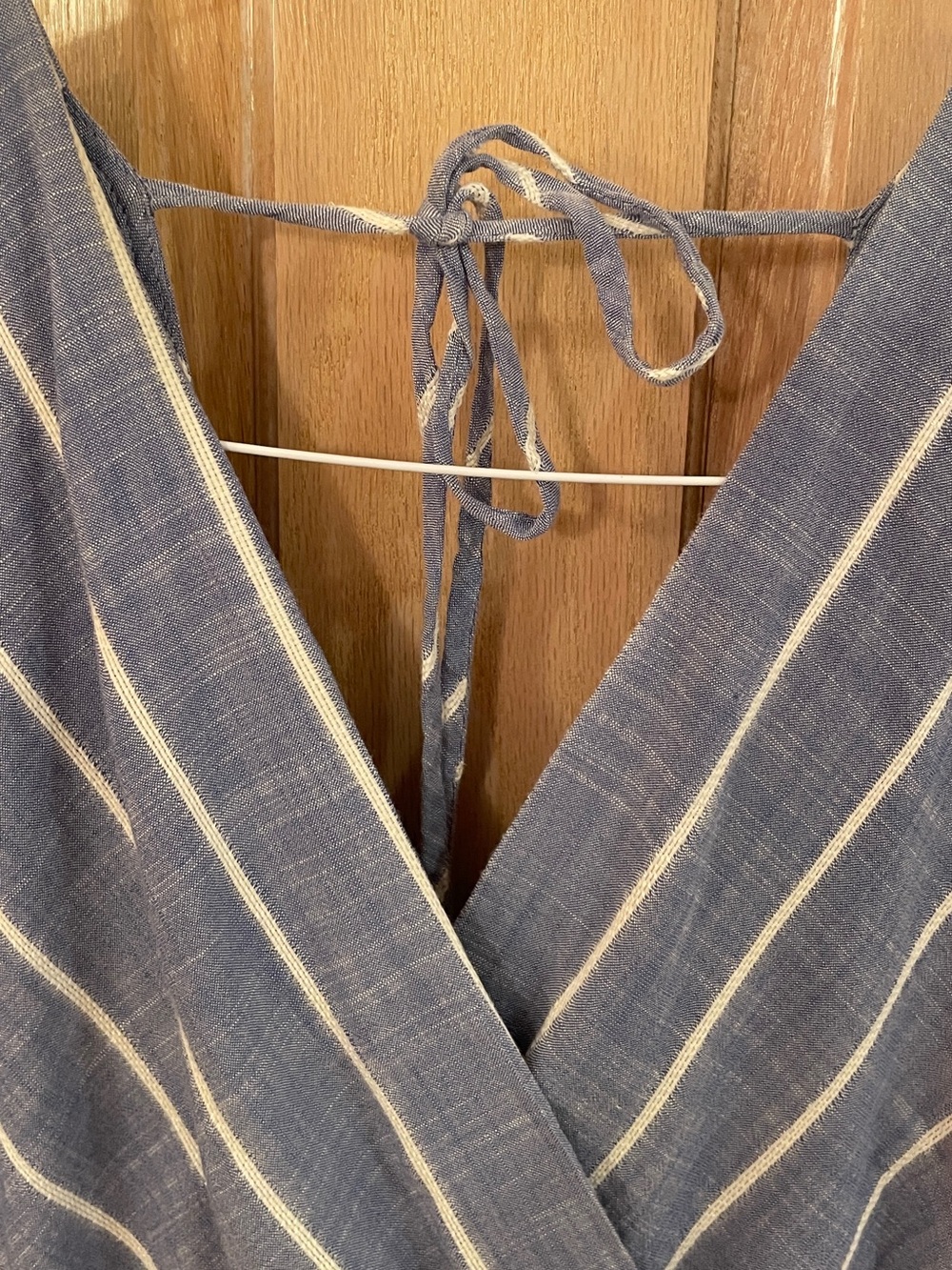 Universal Thread Chambray Blue Striped V-Neck Summer Dress - Picture 4 of 9